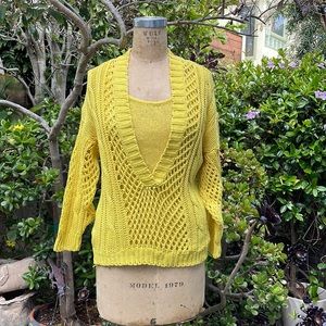 Beautiful linen and cotton knit sweater by Michael Carrie with inside shell.